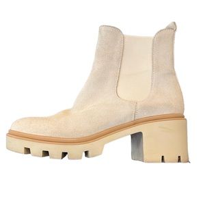 Antonio de Faria Cream Suede Chunky Chelsea Boots 7.5